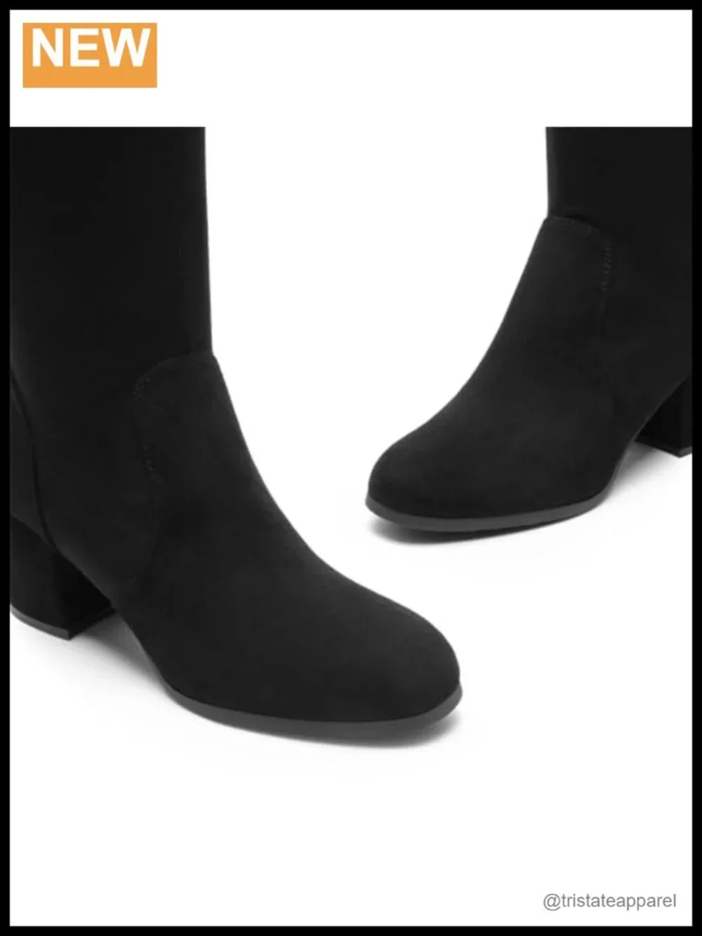 Over the Knee Thigh High Boots Faux Suede Block Heel Round Toe Zip